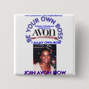 MOJISOLA A GBADAMOSI AVON REPRESENTATIVE 15 CM SQUARE BADGE