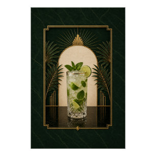 Mojito Art Deco Poster   Bar Art