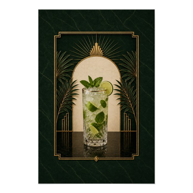 Mojito Art Deco Poster | Bar Art (Front)