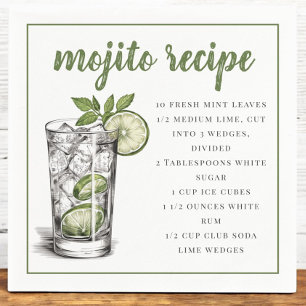 Mojito Cocktail Drink Recipe / Summer Party Napkin