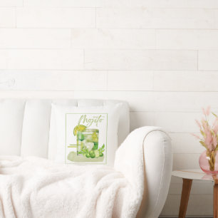 Mojito Cocktail Watercolor Art Cushion
