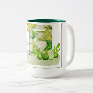 Mojito Cocktail Watercolor Art Two-Tone Coffee Mug