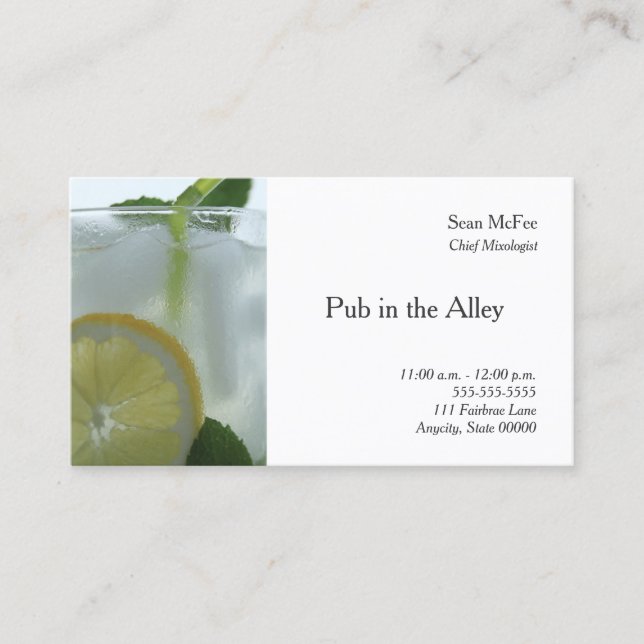 Mojito drink business card (Front)