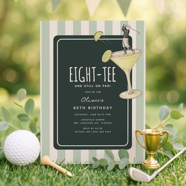 Mojito Golf Themed 80th Birthday Invitation (Creator Uploaded)