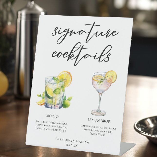 Mojito Lemon Drop Summer Signature Cocktails Menu Pedestal Sign (Creator Uploaded)