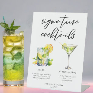 Mojito Martini Wedding Signature Cocktails Menu Pedestal Sign