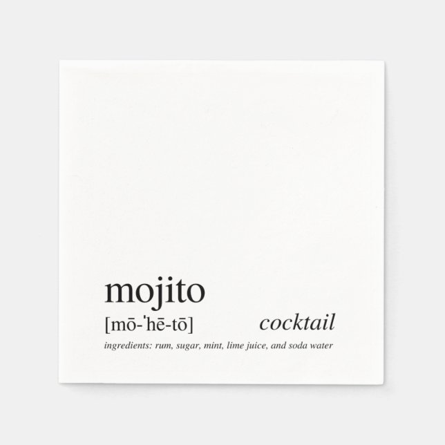 Mojito Modern Quote Black Typography Cocktail Napkin (Front)