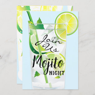 Mojito Night Mint Lime Light Blue Invitation