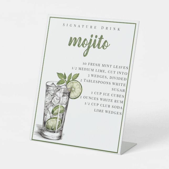 Mojito Recipe Signature Drink  Pedestal Sign (Front)