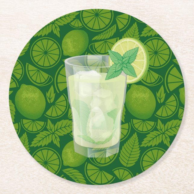 Mojito Round Paper Coaster (Front)