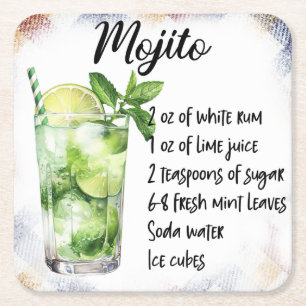 Mojito Square Paper Coaster