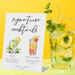 Mojito Tequila Sunrise Wedding Cocktails Menu Pedestal Sign