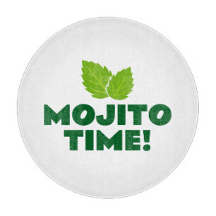 Mojito Time cocktail party round glass bartender  Cutting Board