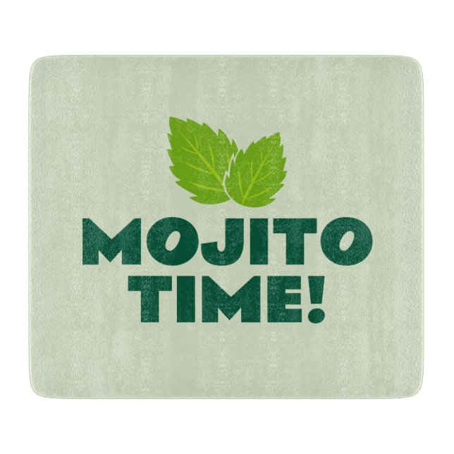 Mojito Time glass cutting board for cocktail party (Front)