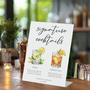 Mojito Whiskey Sour Signature Cocktails Menu Pedestal Sign