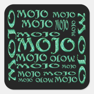 Mojo black square stickers