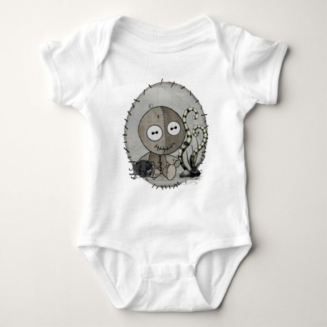 MOJO Gothic Voodoo Doll Folk Art Baby Bodysuit (Front)
