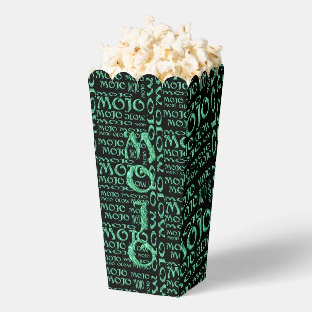 Mojo green all over black popcorn boxes (Popped)