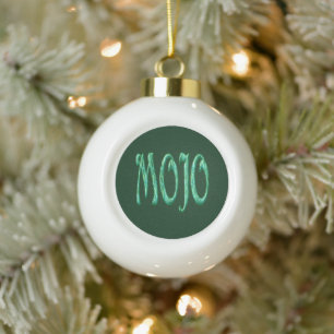 Mojo green ceramic Christmas ball ornament