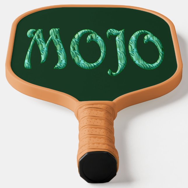 Mojo green n tan pickleball paddle (Laydown)