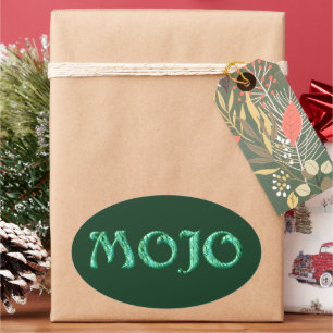 Mojo green oval stickers