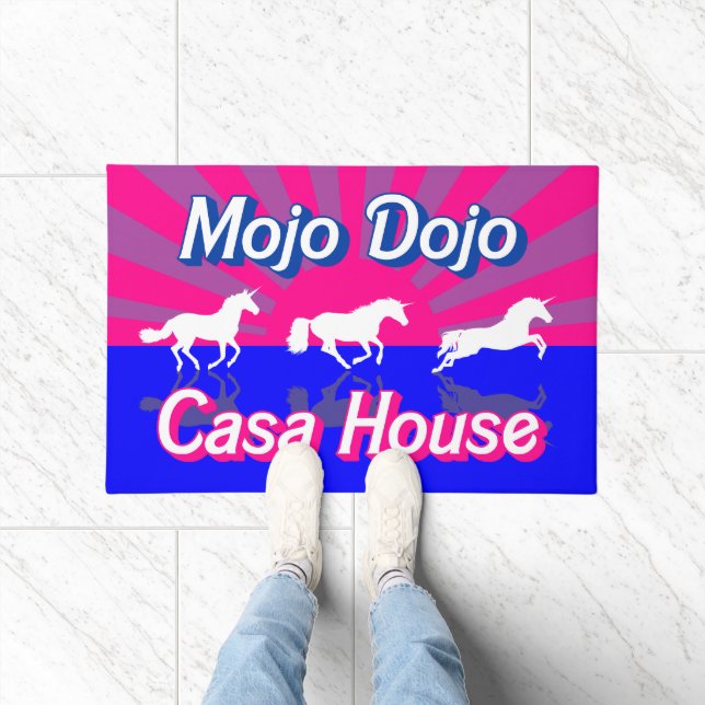 Mojo House Bisexual Flag Unicorn Doormat (Indoor)