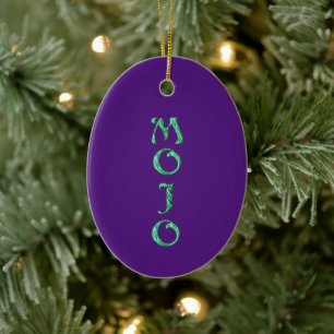 Mojo purple hanging oval ornament