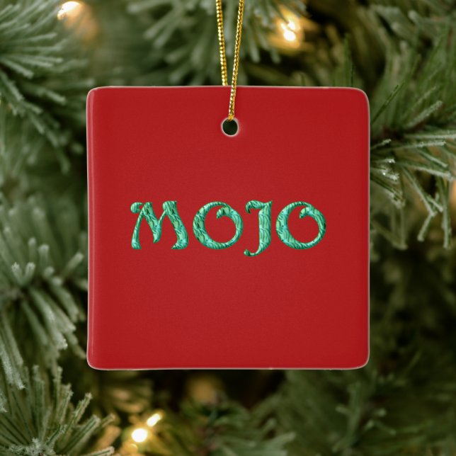 Mojo red hanging square ornament (Tree)