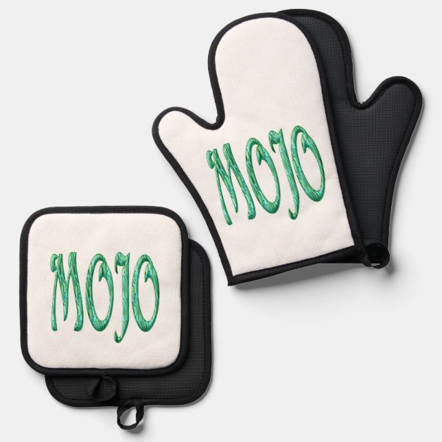 Mojo white silicone oven mitts pot holder set (Front/Back)