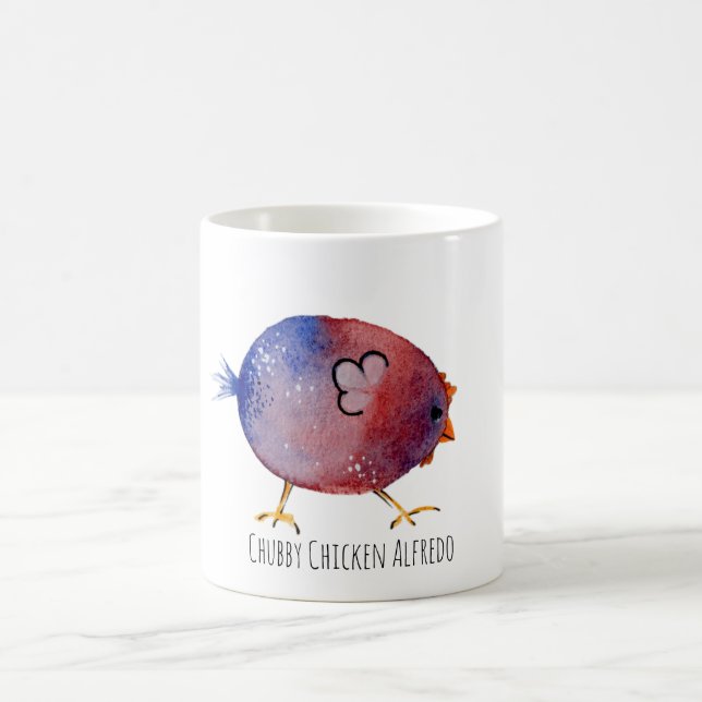 Mok Chubby Chicken Alfredo, colorfull cute bird Coffee Mug (Center)