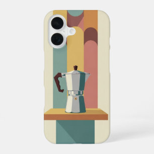 Moka Pot on Retro Block iPhone 16 Case