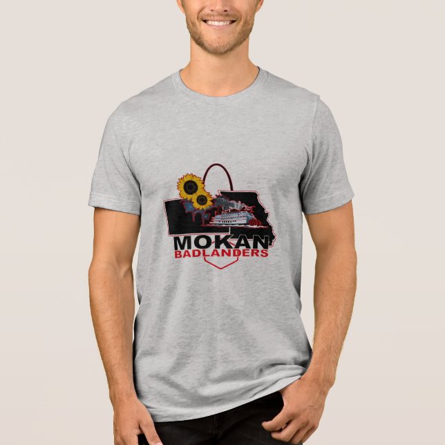 MOKAN Badlanders Mens Grey Tri-Blend Shirt (Front)