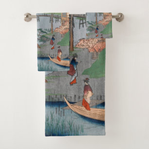 Mokuboji Temple Vintage Ukiyo-e Japanese Art Bath Towel Set