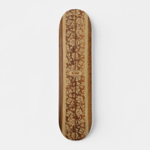 Mokuleia Customisable Vintage Surf Faux Wood  Skateboard