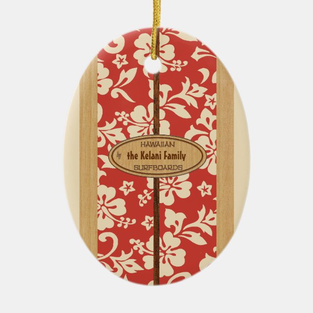 Mokuleia Customisable Vintage Surfboard Ornament (Front)