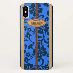 Mokuleia Hawaiian Faux Wood Monogram Surfboard iPhone X Case