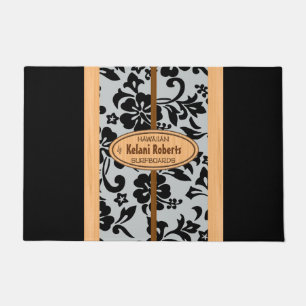 Mokuleia Hawaiian Faux Wood Monogram Surfboard Doormat