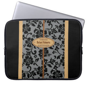 Mokuleia Hawaiian Faux Wood Monogram Surfboard Laptop Sleeve