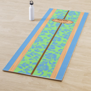 Mokuleia Hawaiian Hibiscus Monogram Surfboard Yoga Mat