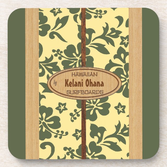 Mokuleia Surfboard Customisable Tiki Bar Coasters (Front)