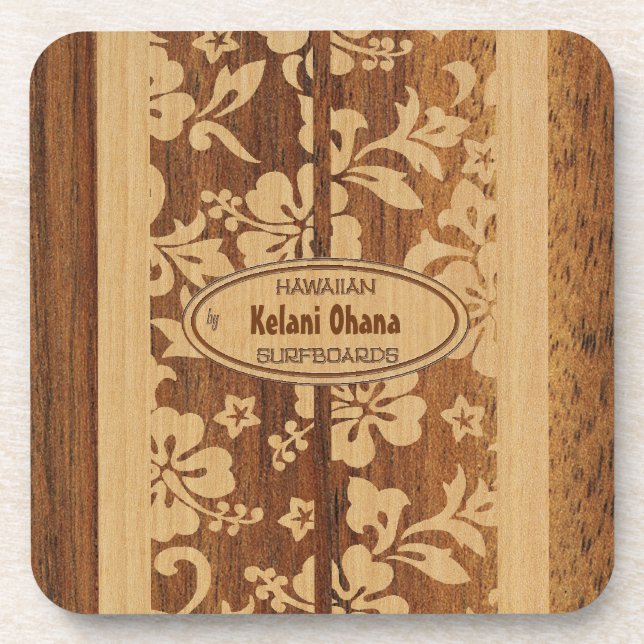 Mokuleia Surfboard Customisable Tiki Bar Coasters (Front)