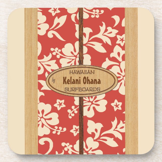 Mokuleia Surfboard Customisable Tiki Bar Coasters (Front)