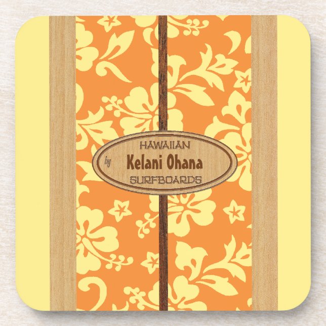 Mokuleia Surfboard Customisable Tiki Bar Coasters (Front)