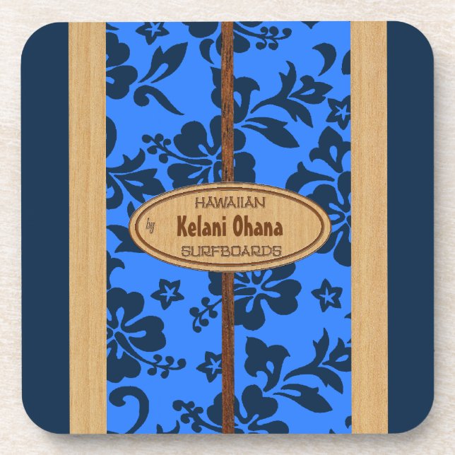 Mokuleia Surfboard Customisable Tiki Bar Coasters (Front)