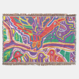 Mola3 Illustration Throw Blanket