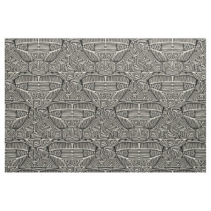 Mola Bird - Black White Version 3 Fabric