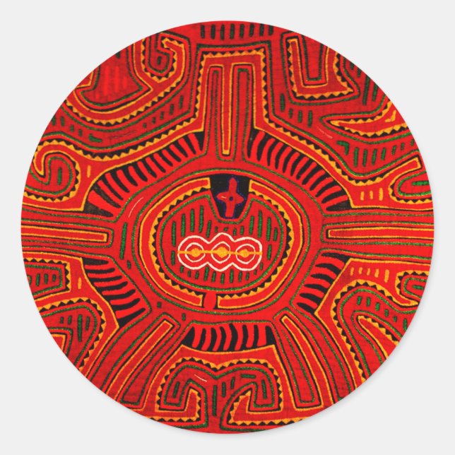 Mola Design by San Blas Indians Classic Round Sticker (Front)