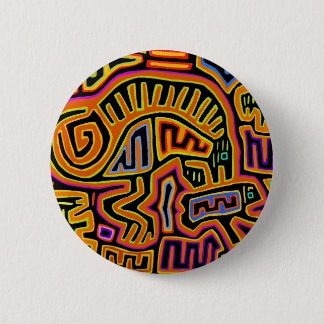 Mola Shaman Peyote Visions 6 Cm Round Badge (Front)