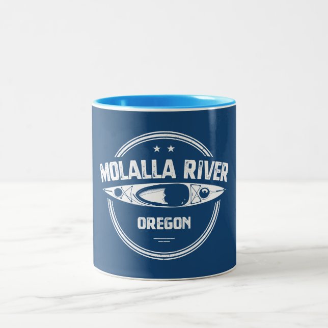 Molalla River Oregon Kayaking Two-Tone Coffee Mug (Center)