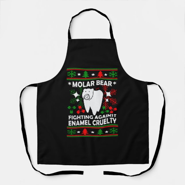 Molar Bear Ugly Christmas Sweater Apron (Front)